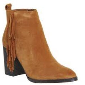 OFFICE LONDON Genuine Suede Fringe  Ankle Booties • Brown • Size 10/41